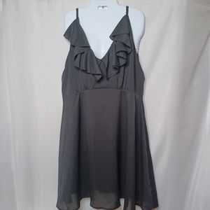 ACEVOG Black Strap V Neck Front & Back With Ruffles. Size XL